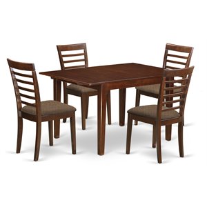 East West Furniture Milan 5-piece Traditional Wood Kitchen Set in Mahogany