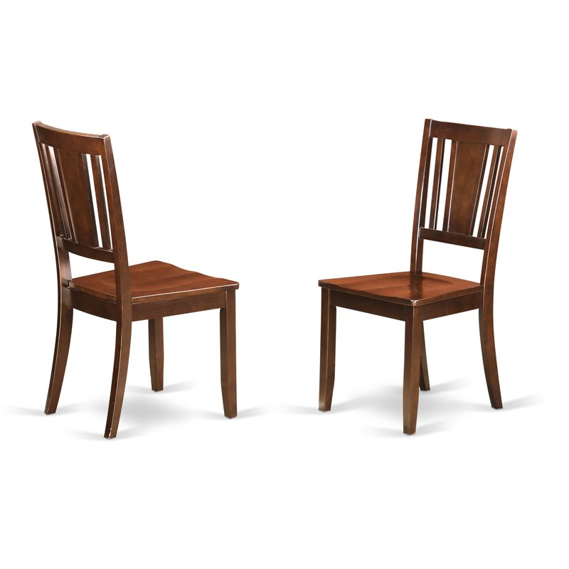 East West Furniture Monza 5-piece Dining Table and Panel Back Chairs in Mahogany