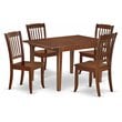 East West Furniture Milan 5Pcs Wood Dining Set with Slat Back in Mahogany