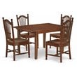 East West Furniture Milan 5-piece Dining Set with Wood Seat in Mahogany