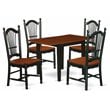 East West Furniture Norden 5-piece Wood Dinette Set in Black/Cherry