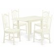 East West Furniture Norden 5-piece Wood Dining Table and Chairs in Linen White