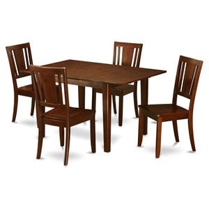 East West Furniture Milan 5-piece Wood Dining Table and Chairs in Mahogany
