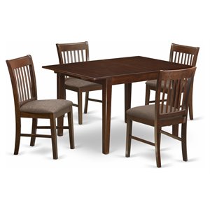 East West Furniture Milan 5-piece Wood Kitchen Table and Chairs in Mahogany