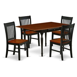 East West Furniture Monza 5-piece Table and Dining Chair Set in Black/Cherry