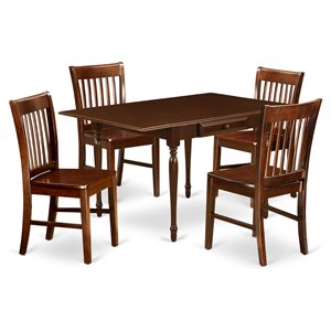 East West Furniture Monza 5-piece Wood Kitchen Table Set in Mahogany