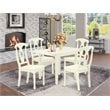 East West Furniture Norden 5-piece Wood Dining Set with Napoleon Back in White
