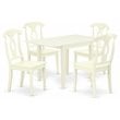 East West Furniture Norden 5-piece Wood Dining Set with Napoleon Back in White