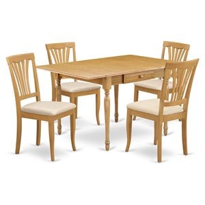 East West Furniture Monza 5-piece Wood Dining Set with Linen Seat in Oak