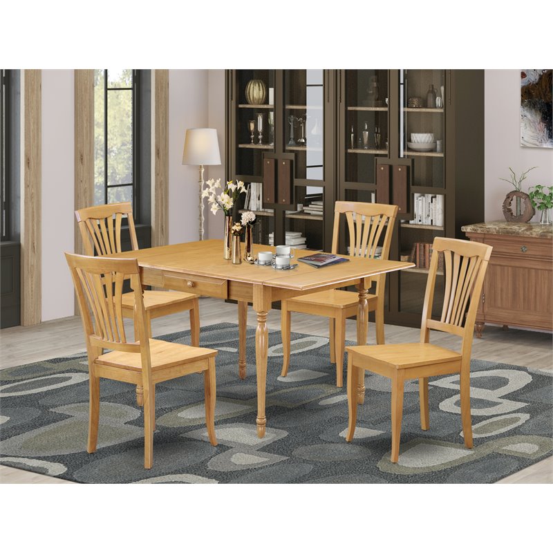 East West Furniture Monza 5-piece Traditional Wood Dining Table Set in Oak
