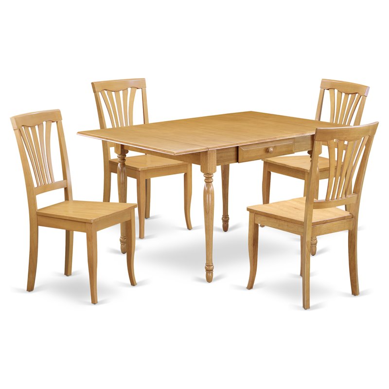 East West Furniture Monza 5-piece Traditional Wood Dining Table Set in Oak