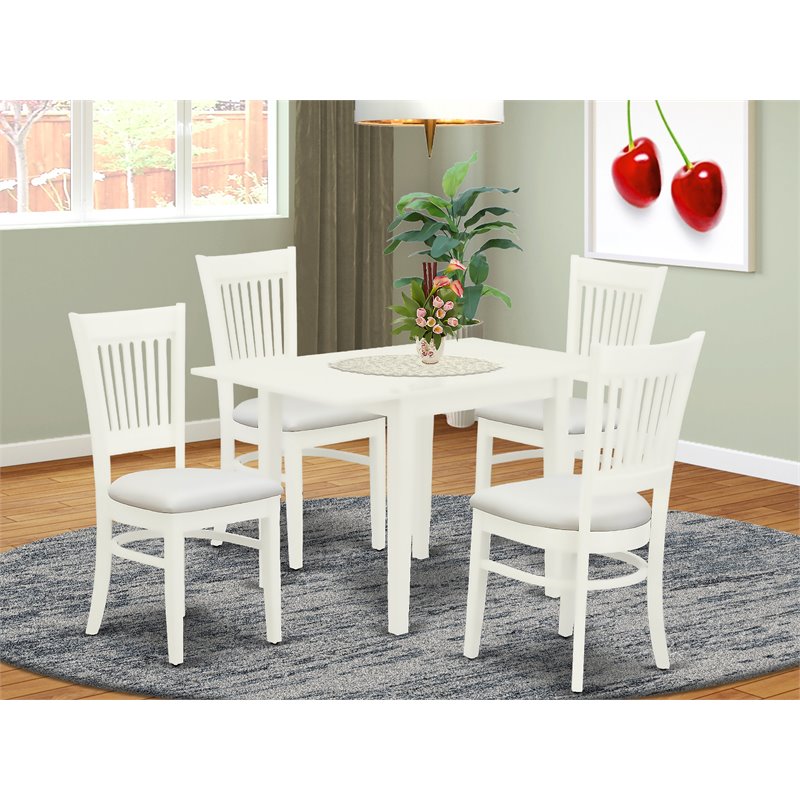 East West Furniture Norden 5-piece Wood Dining Set w/ Rectangular Table in White