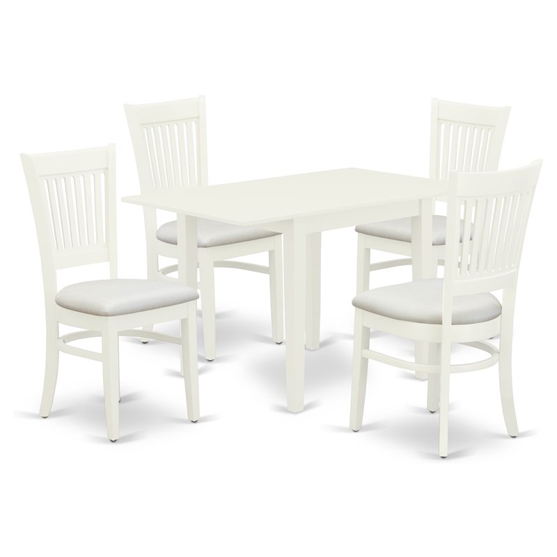 East West Furniture Norden 5-piece Wood Dining Set w/ Rectangular Table in White