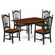 East West Furniture Monza 5-piece Wood Dining Set w/ Panel Back in Black/Cherry