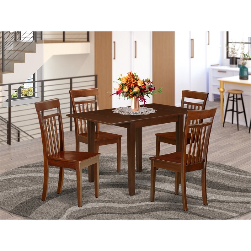 East West Furniture Norden 5-piece Wood Dining Room Set in Mahogany
