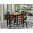 East West Furniture Pub 5-piece Wood Dining Table and Chair Set in Black/Cherry