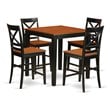 East West Furniture Pub 5-piece Traditional Wood Dining Set in Black/Cherry