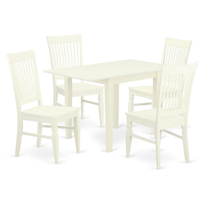 East West Furniture Norden 5-piece Wood Kitchen Set in Linen White