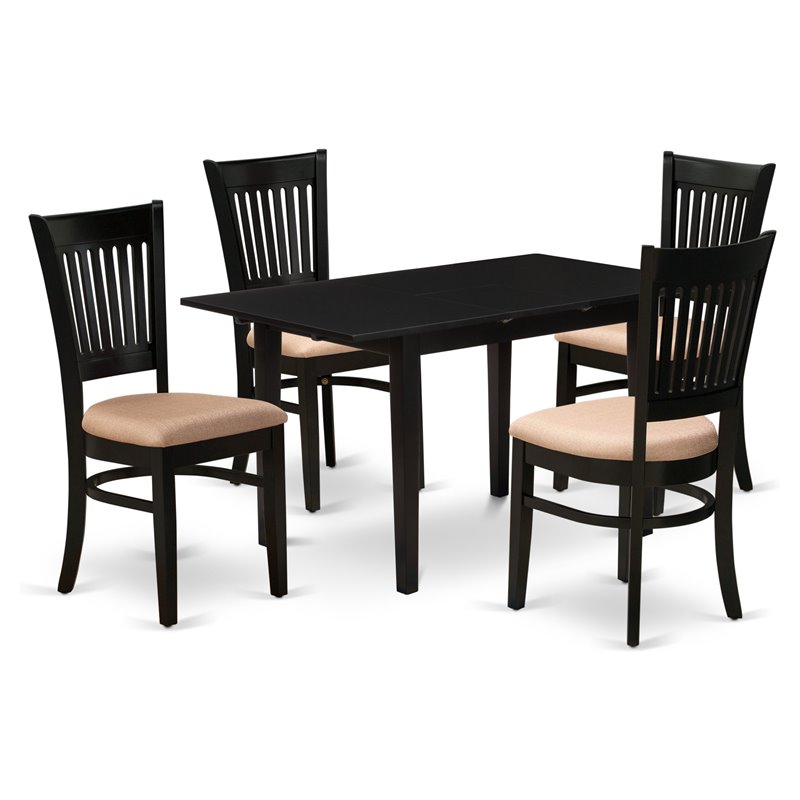East West Furniture Norden 5-piece Traditional Wood Dining Set in Black