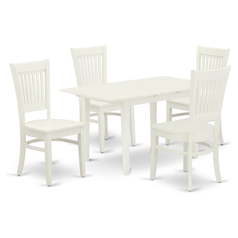 East West Furniture Norden 5-piece Traditional Wood Dining Set in Linen White