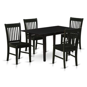 East West Furniture Norfolk 5-piece Traditional Wood Dining Set in Black