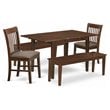 East West Furniture Norfolk 5-piece Wood Dining Set with Benches in Mahogany