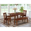 East West Furniture Norfolk 5-piece Wood Kitchen Set with Benches in Mahogany