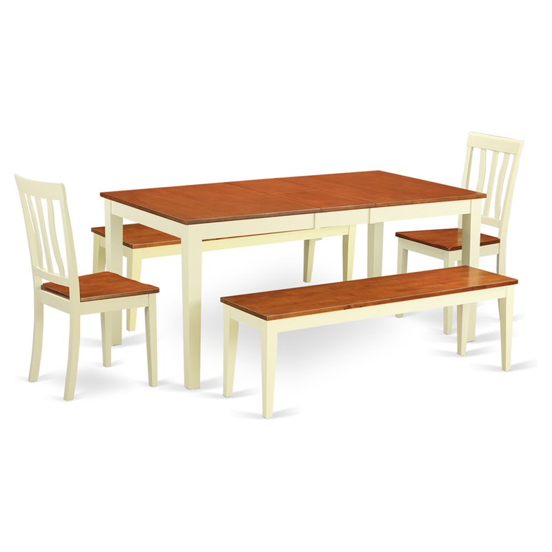 East West Furniture Nicoli 5-piece Wood Dining Set in Buttermilk/Cherry
