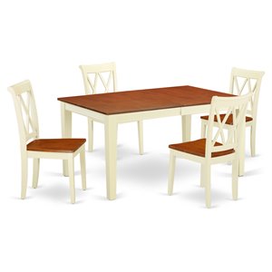 East West Furniture Nicoli 5-piece Dining Set with Rectangular Table in Cherry