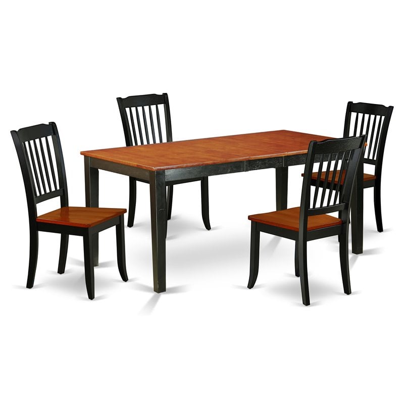 East West Furniture Nicoli 5-piece Wood Table and Dining Chairs in Black/Cherry
