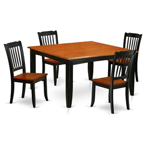 East West Furniture Parfait 5-piece Wood Dining Table and Chairs in Black/Cherry