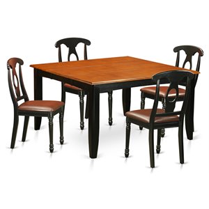 East West Furniture Parfait 5-piece Wood Table and Dining Chair Set in Black