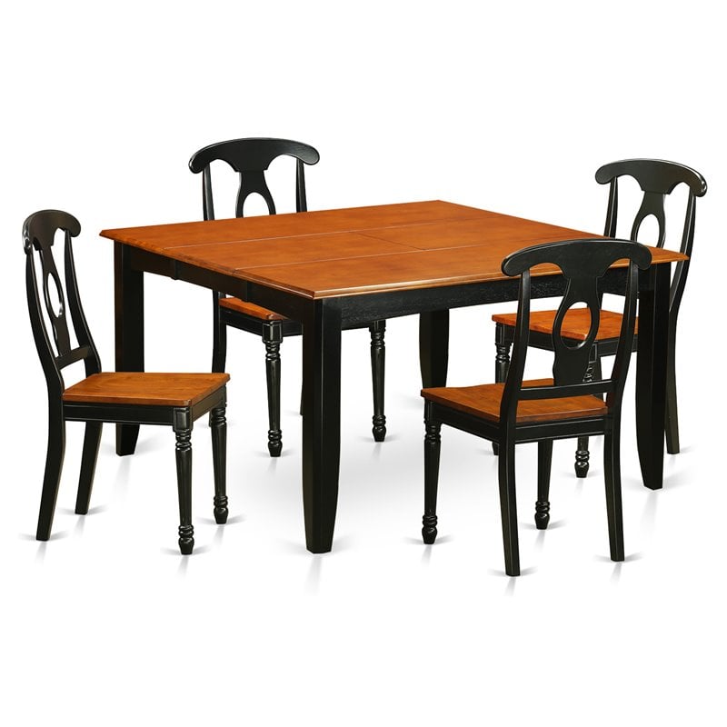 East West Furniture Parfait 5-piece Wood Table and Dining Chairs in Black/Cherry