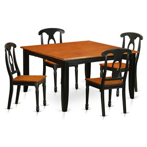 East West Furniture Parfait 5-piece Wood Table and Dining Chairs in Black/Cherry