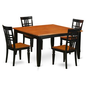 East West Furniture Parfait 5-piece Wood Kitchen Table and Chair Set in Black