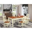 East West Furniture Nicoli 5-piece Wood Dining Table and Chairs in Cherry