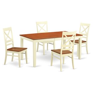 East West Furniture Nicoli 5-piece Wood Dinette Set in Buttermilk/Cherry