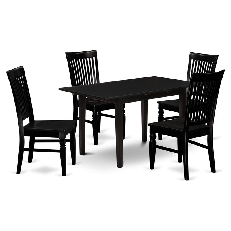East West Furniture Norfolk 5piece Traditional Wood Kitchen Set in Black Cymax Business