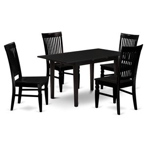 East West Furniture Norfolk 5-piece Traditional Wood Kitchen Set in Black
