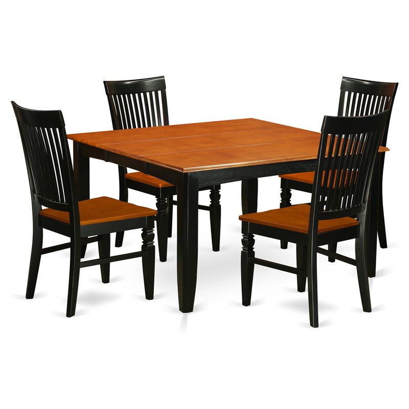 East West Furniture Parfait 5-piece Wood Dinette Set in Black/Cherry