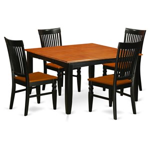 East West Furniture Parfait 5-piece Wood Dinette Set in Black/Cherry