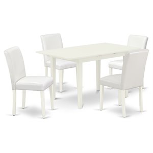 East West Furniture Norfolk 5-piece Wood Dining Set with High Back in White