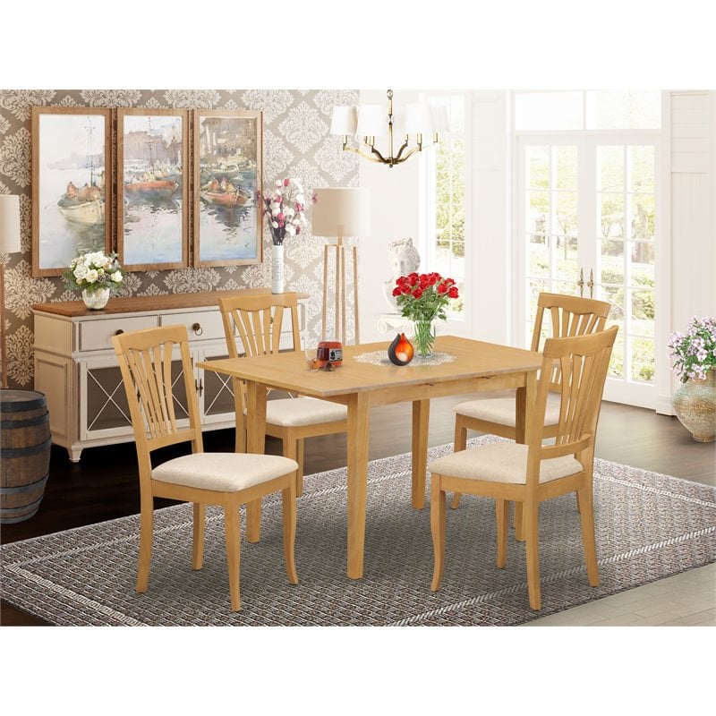 East West Furniture Norfolk 5-piece Traditional Wood Dinette Set in Oak