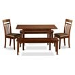 East West Furniture Norfolk 5-piece Wood Dining Set with 2 Benches in Mahogany