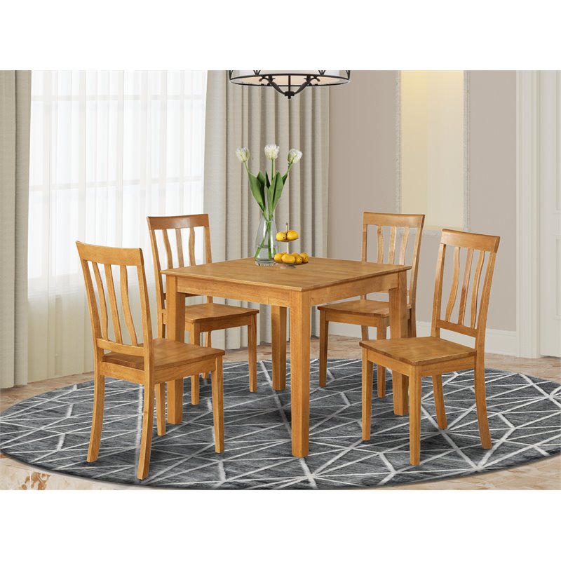 East West Furniture Oxford 5-piece Traditional Wood Kitchen Set in Oak