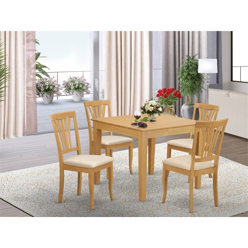 East West Furniture Oxford 5-piece Traditional Wood Kitchen Table Set in Oak