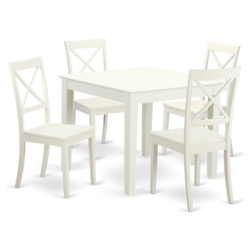 East West Furniture Oxford 5Pcs Wood Kitchen Set in Linen White