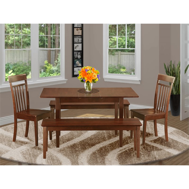 East West Furniture Norfolk 5-piece Traditional Wood Kitchen Set in Mahogany