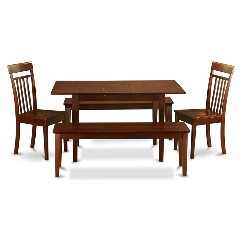 East West Furniture Norfolk 5-piece Traditional Wood Kitchen Set in Mahogany