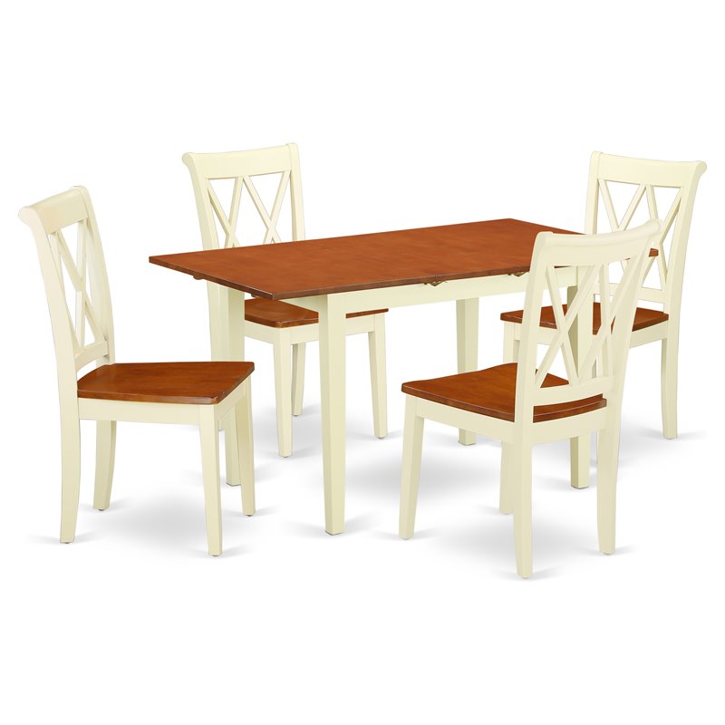 East West Furniture Norfolk 5-piece Wood Dining Table and Chair Set in Cherry